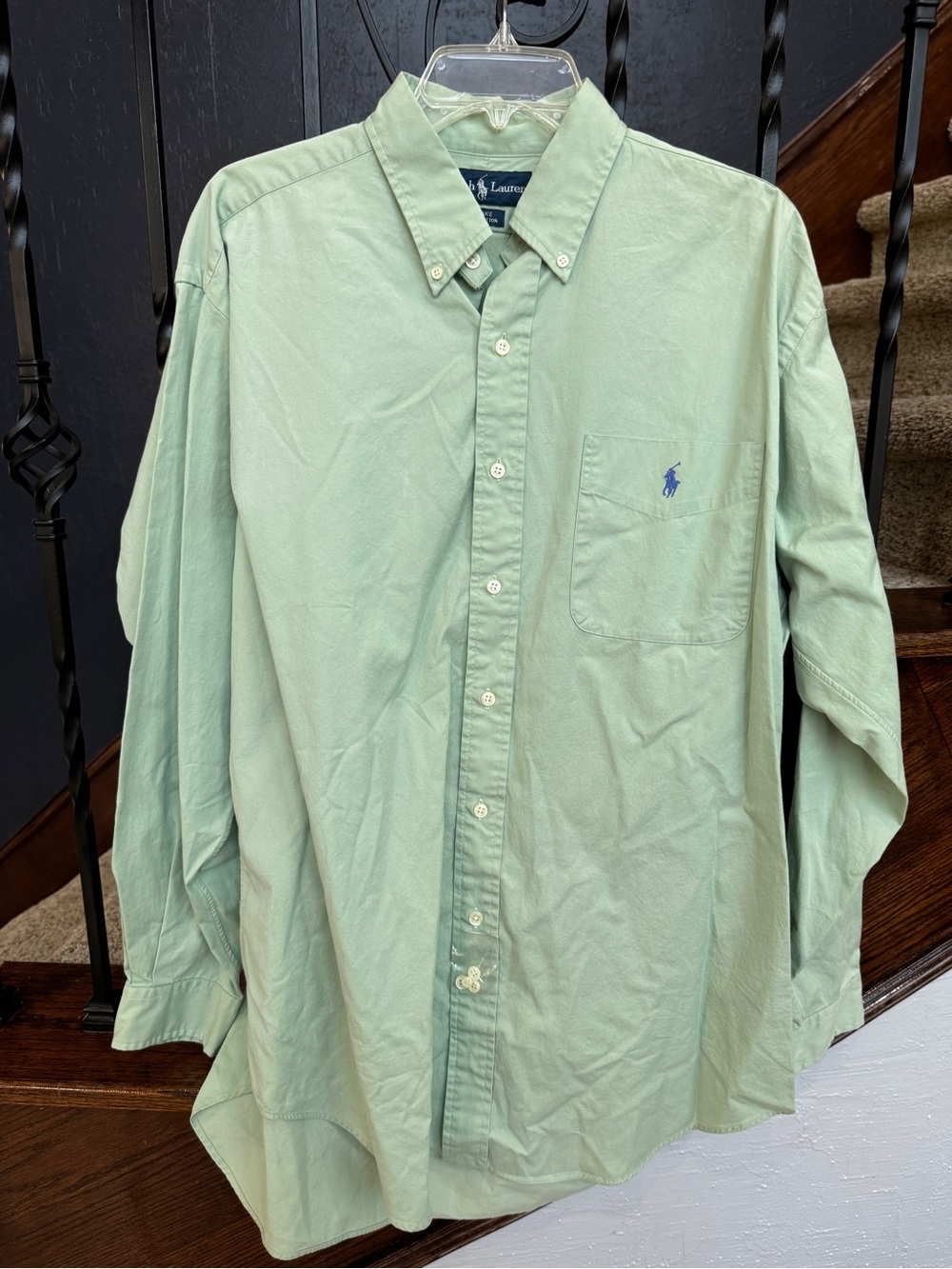 New Large Polo by Ralph Lauren Men's Light Green Oxford Button-Down Shirt - Picture 5 of 8
